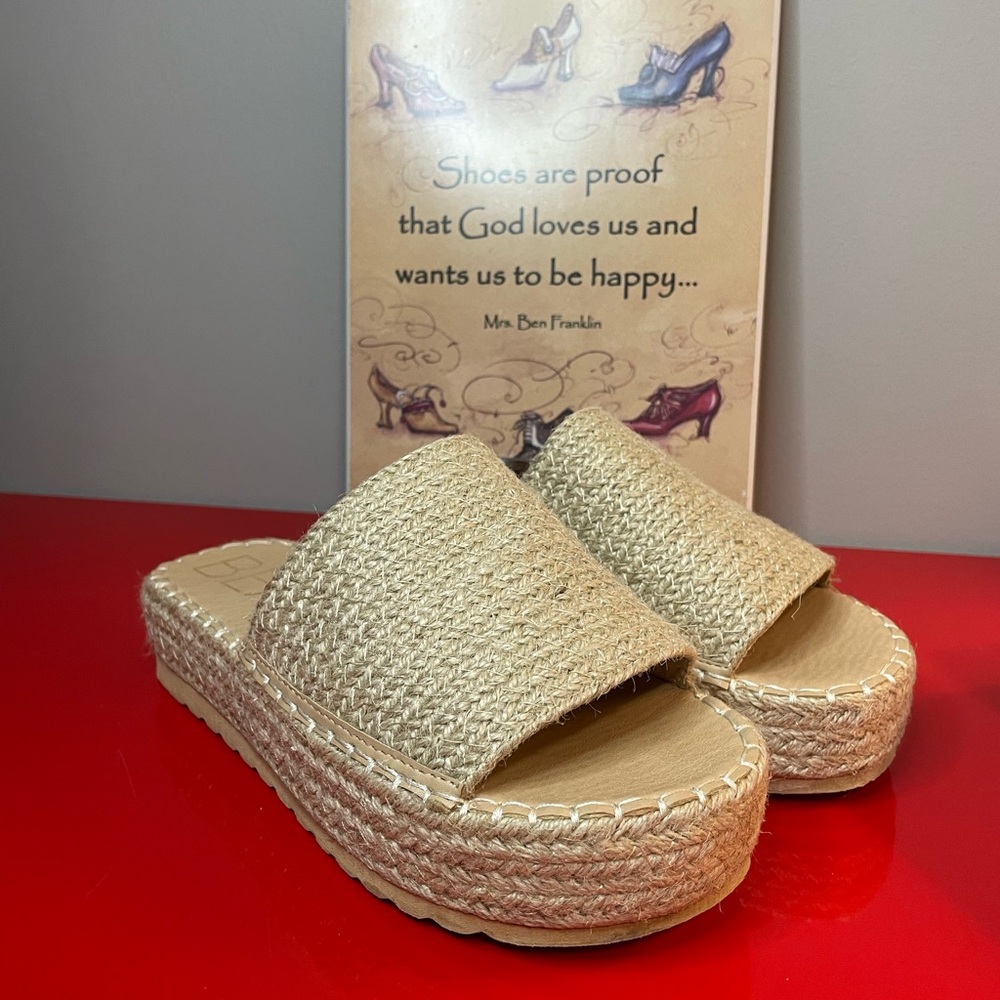 Beach by Matisse Cream Tan Raffia Platform Sandals size 8 M